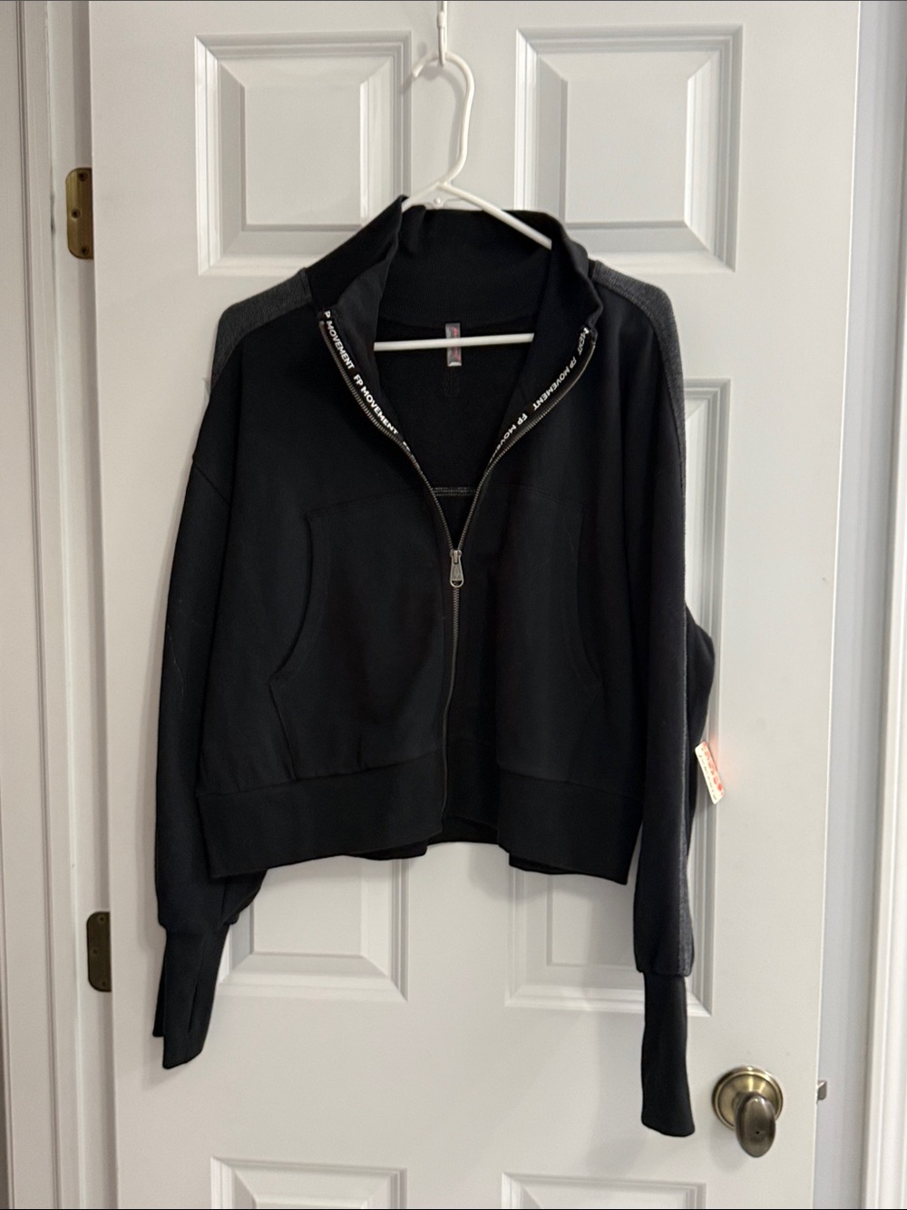 Free People Black Zip-Up with Contrast Trim NWT